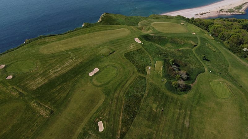 The Axe Cliff Golf Club course as seen from the air. Picture: ANDREW TAYLOR